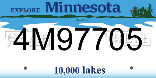 4M97705 Minnesota License Plate