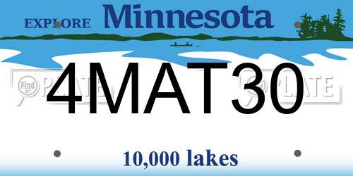 4MAT30 Minnesota License Plate