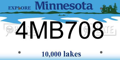 4MB708 Minnesota License Plate