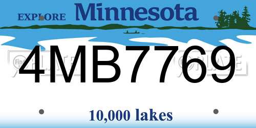 4MB7769 Minnesota License Plate