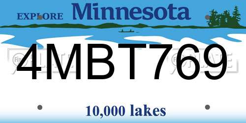 4MBT769 Minnesota License Plate