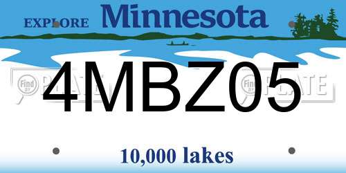 4MBZ05 Minnesota License Plate