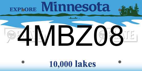 4MBZ08 Minnesota License Plate