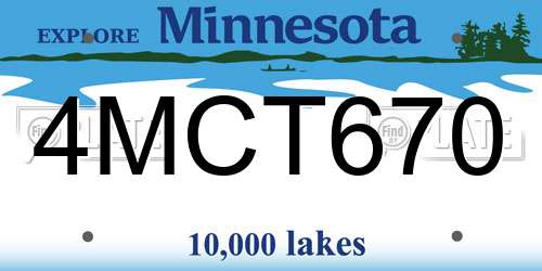 4MCT670 Minnesota License Plate