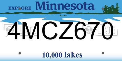 4MCZ670 Minnesota License Plate