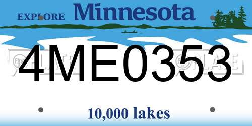 4ME0353 Minnesota License Plate