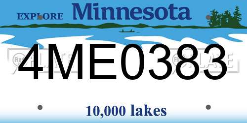 4ME0383 Minnesota License Plate