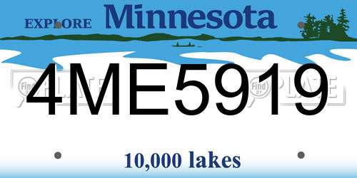 4ME5919 Minnesota License Plate
