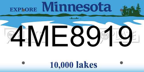 4ME8919 Minnesota License Plate