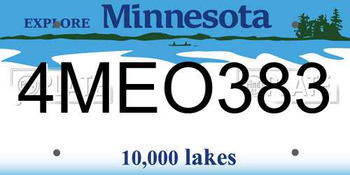 4MEO383 Minnesota License Plate