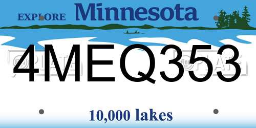 4MEQ353 Minnesota License Plate