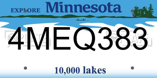 4MEQ383 Minnesota License Plate