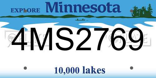 4MS2769 Minnesota License Plate