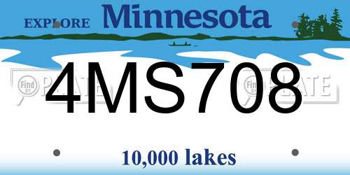 4MS708 Minnesota License Plate