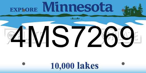 4MS7269 Minnesota License Plate