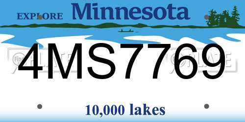 4MS7769 Minnesota License Plate