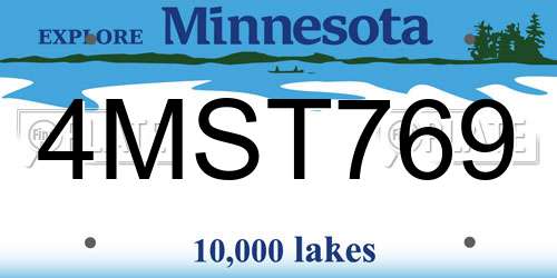 4MST769 Minnesota License Plate