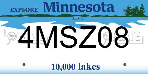 4MSZ08 Minnesota License Plate
