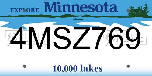 4MSZ769 Minnesota License Plate