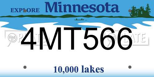 4MT566 Minnesota License Plate