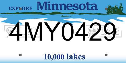 4MY0429 Minnesota License Plate