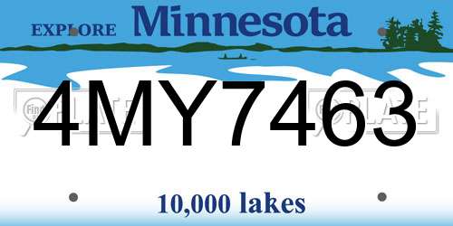 4MY7463 Minnesota License Plate