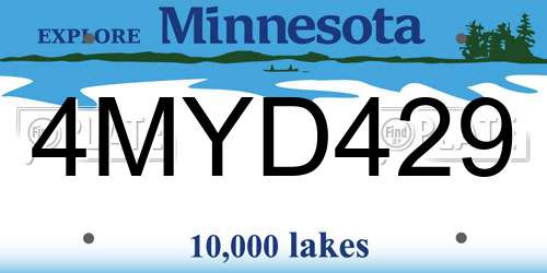 4MYD429 Minnesota License Plate
