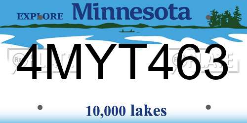4MYT463 Minnesota License Plate