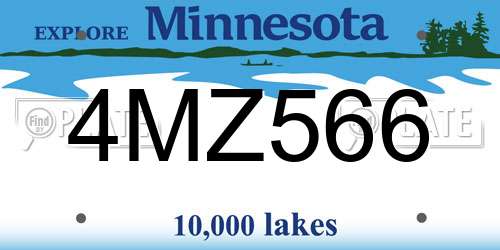 4MZ566 Minnesota License Plate