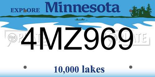 4MZ969 Minnesota License Plate