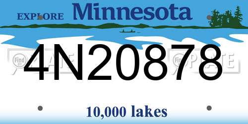 4N20878 Minnesota License Plate