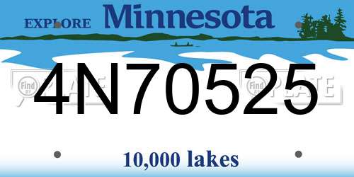 4N70525 Minnesota License Plate