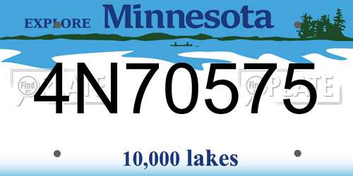 4N70575 Minnesota License Plate