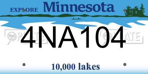 4NA104 Minnesota License Plate
