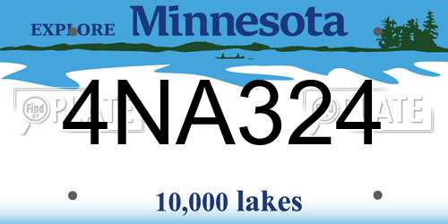 4NA324 Minnesota License Plate
