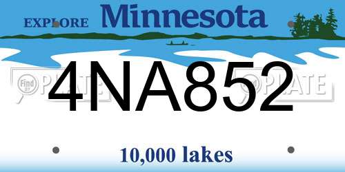 4NA852 Minnesota License Plate