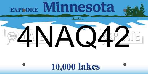 4NAQ42 Minnesota License Plate