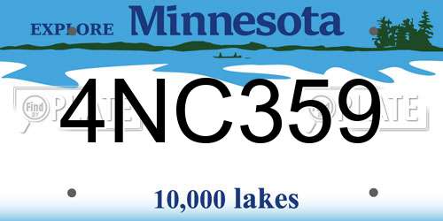 4NC359 Minnesota License Plate