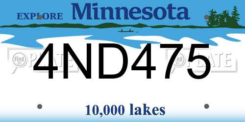 4ND475 Minnesota License Plate