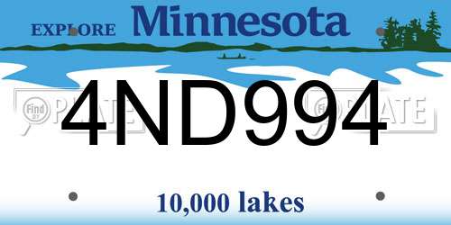 4ND994 Minnesota License Plate
