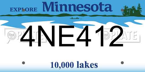 4NE412 Minnesota License Plate