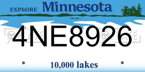 4NE8926 Minnesota License Plate