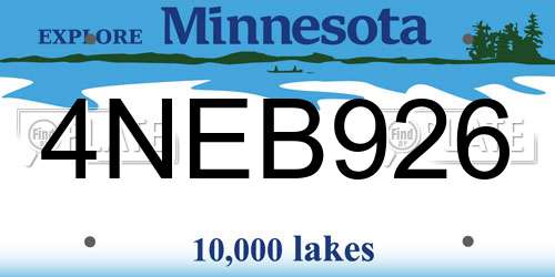 4NEB926 Minnesota License Plate