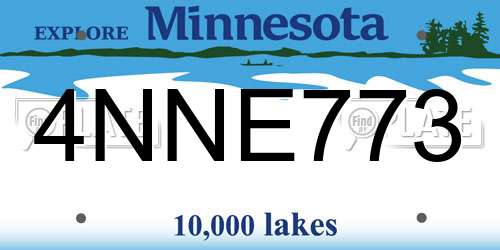 4NNE773 Minnesota License Plate