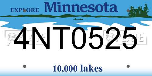 4NT0525 Minnesota License Plate