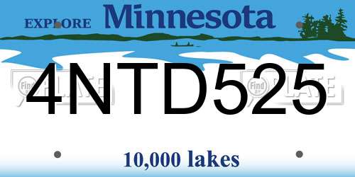 4NTD525 Minnesota License Plate