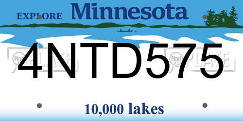 4NTD575 Minnesota License Plate