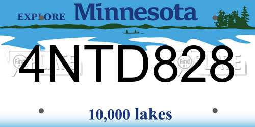4NTD828 Minnesota License Plate
