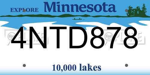 4NTD878 Minnesota License Plate