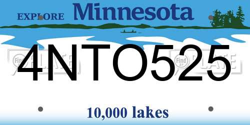 4NTO525 Minnesota License Plate